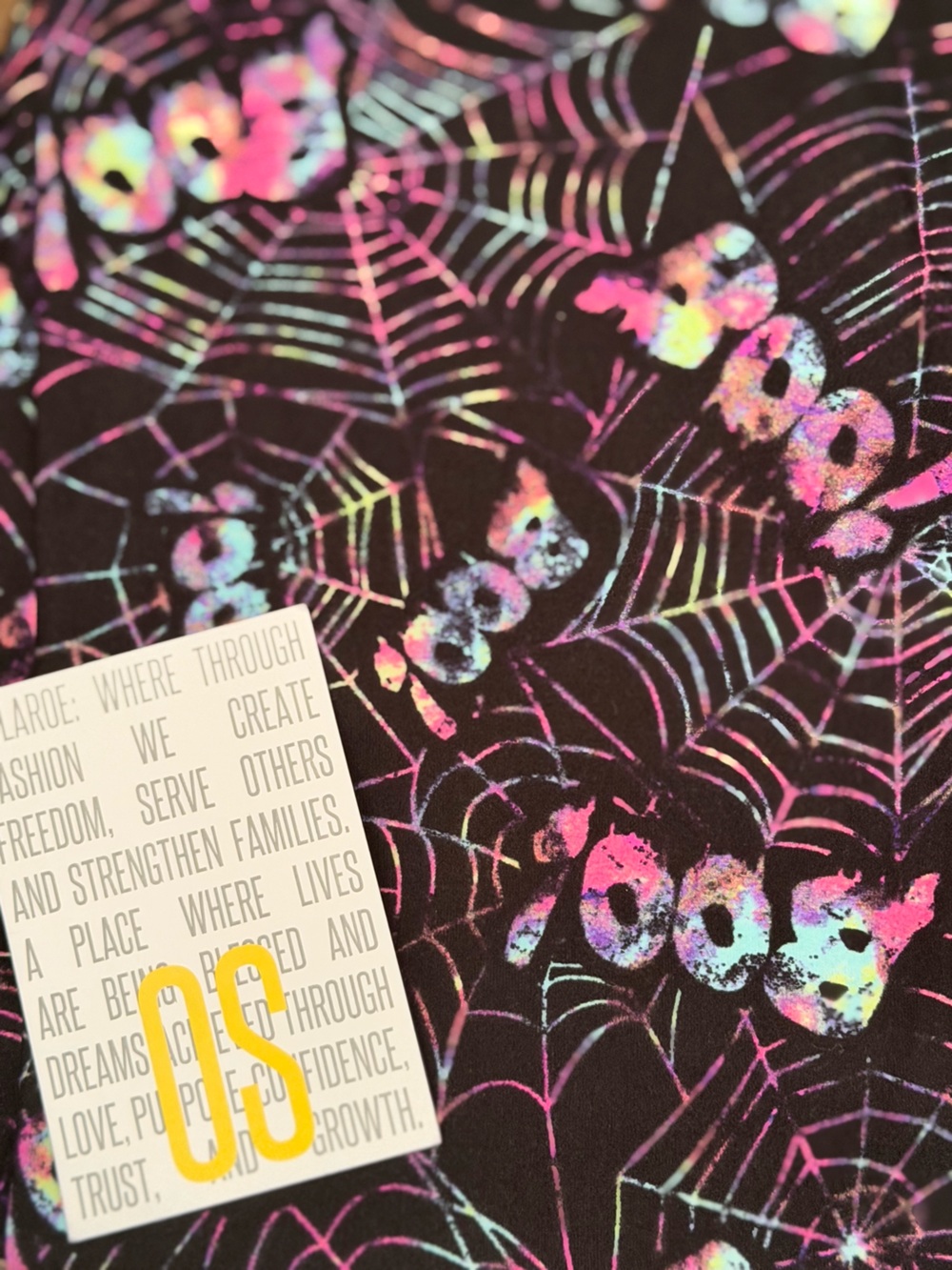 LuLaRoe Black Leggings with Neon Rainbow Spiderweb & Skull Print